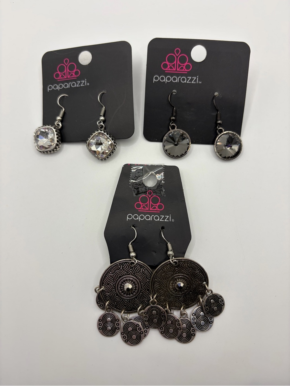 paparazzi Silver and Gray Statement & Stud Earring Set